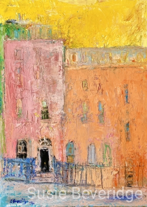 Edinburgh New Town with yellow sky - Original Painting £325