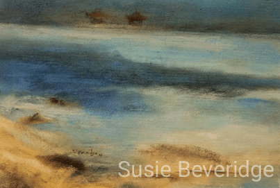 Seascape sketch of Sanur Beach during monsoon season