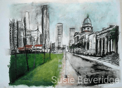 Sketch of Singapore in oil bars