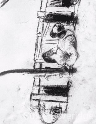 Charcoal sketch of a Jimbaran fisherman