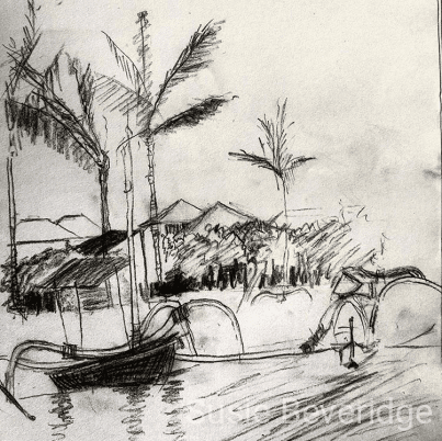 Charcoal sketch of a Balinese fisherman
