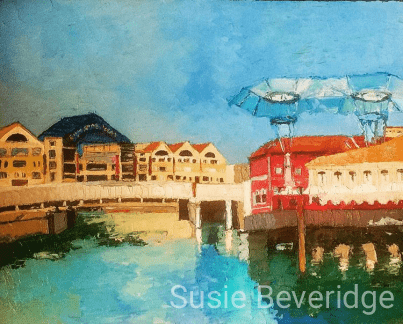 Oil sketch of Clarke Quay Singapore